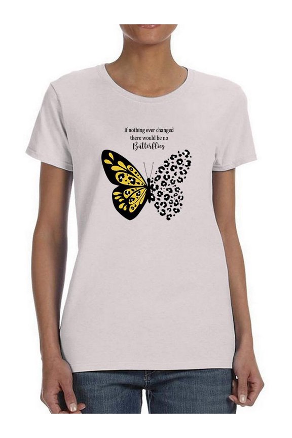 Leopard Butterfly Quote T-Shirt Women -Image by Shutterstock, Female Large