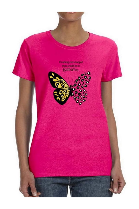 Leopard Butterfly Quote T-Shirt Women -Image by Shutterstock, Female Small