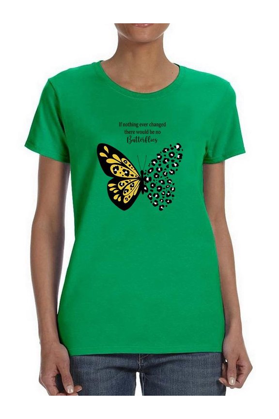 Leopard Butterfly Quote T-Shirt Women -Image by Shutterstock, Female Small