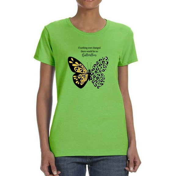 Leopard Butterfly Quote T-Shirt Women -Image by Shutterstock, Female x-Large