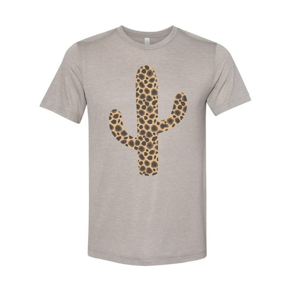 "Leopard Cactus, Leopard Print, Soft Bella Tees, Cactus Shirt, Gift For Her, Leopard Shirt, Sublimation, Desert Shirt, Cactus Lover, Trendy T, Heather Stone, SMALL"