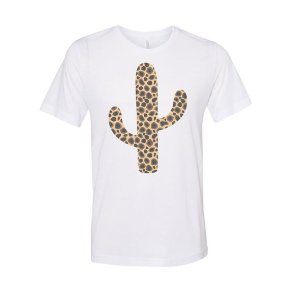 "Leopard Cactus, Leopard Print, Soft Bella Tees, Cactus Shirt, Gift For Her, Leopard Shirt, Sublimation, Desert Shirt, Cactus Lover, Trendy T, White, MEDIUM"
