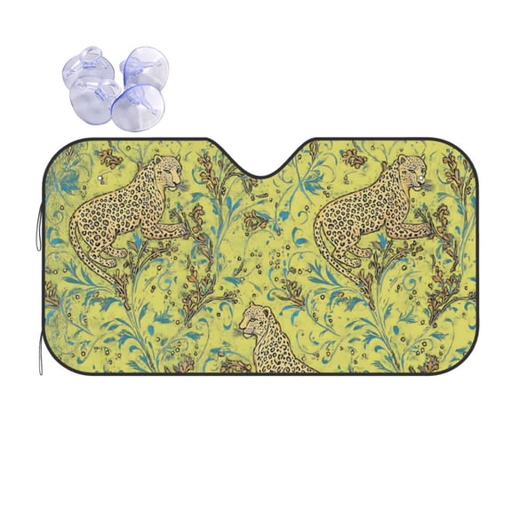 Leopard Car Windshield Sun Shade Universal Fit Auto Sun Visor Protector