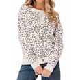 thumbnail image 1 of Leopard Cardigan Open Front Button Up Sweaters for Women Long Sleeve Cropped Cardigan Jackets Khaki S, 1 of 9