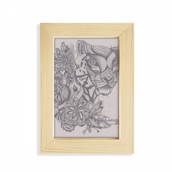 Leopard Cartoon Sketch Desktop Display Photo Frame Picture Art Painting 5x7 inch