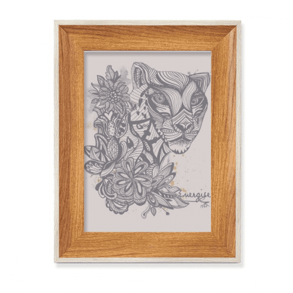 Leopard Cartoon Sketch Desktop Wooden Photo Frame Display Picture Art Painting Multiple Sets