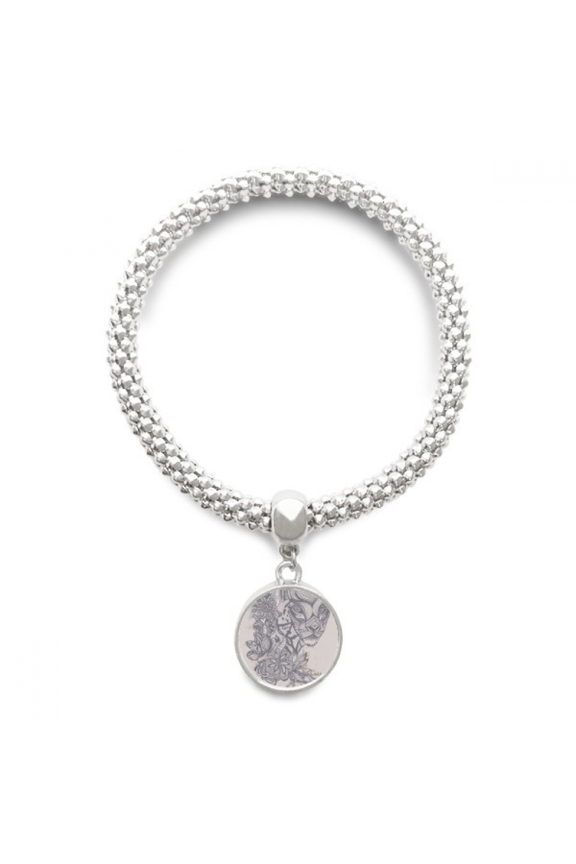 Leopard Cartoon Sketch Sliver Bracelet Pendant Jewelry Chain Adjustable Bangle