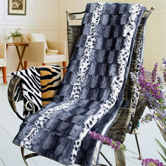 Leopard Cat Micro Mink Synthetic Fur Throw Blanket with 14.5 Oz Filling