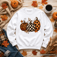 thumbnail image 1 of Leopard Checkered Pumpkin Sweatshirt, Autumn Fall Sweater, 1 of 9