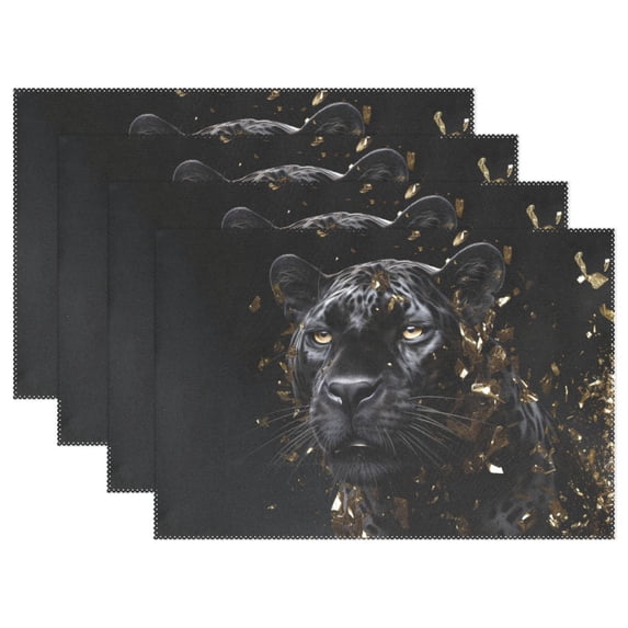 Leopard Cheetah Black 12×18 inch Placemats Heat Resistant Washable Foldable Rectangular Placemats Set Decoration Indoor Outdoor for Kitchen Dining Table 1PC