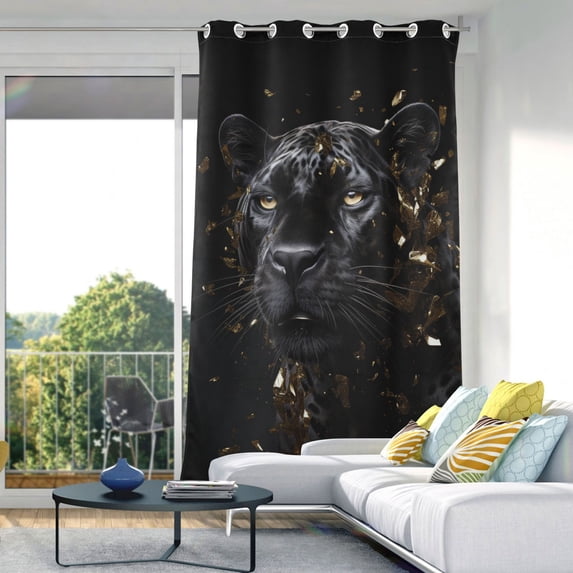 Leopard Cheetah Black Blackout Curtain Panels Drapes Privacy Assured with Light Filtering Curtains for Living room Bedroom Bathroom Window