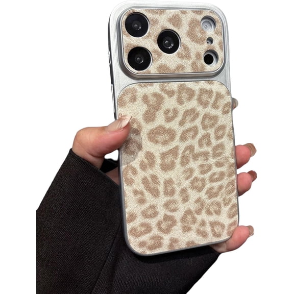 Leopard Cheetah Camera Protect Shockproof Phone Case for iPhone (Gray,iPhone 15 Pro)