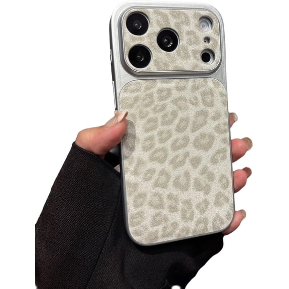Leopard Cheetah Camera Protect Shockproof Phone Case for iPhone (White,iPhone 16 Pro)