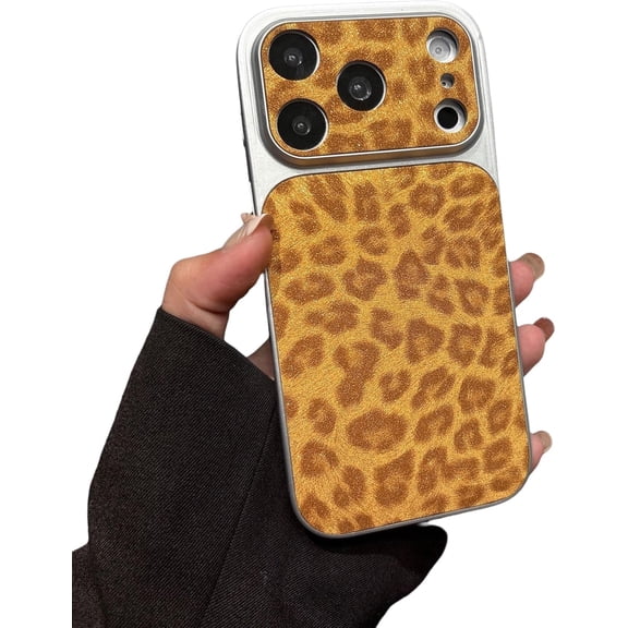 Leopard Cheetah Camera Protect Shockproof Phone Case for iPhone (Yellow,iPhone 14 Pro Max)
