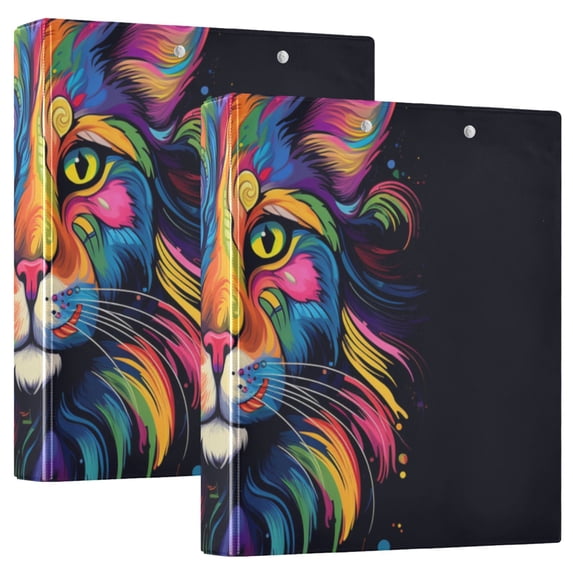 Leopard Cheetah Colorful 3 Ring Binders 1.5 inch Hardcover File Folders with Interior Pockets A4 Size Organizer for School Office Hospital Set of 2