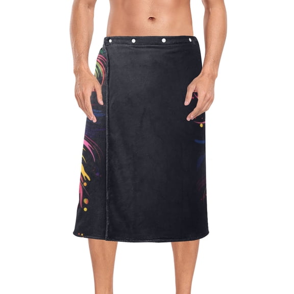 Leopard Cheetah Colorful Bath Towel Wrap for Man Adjustable Shower Wrap Button Closure Body Towel for Sauna Gym