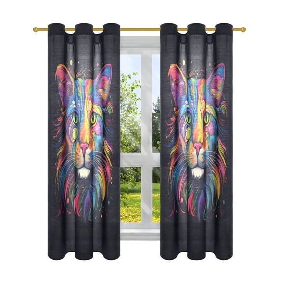Leopard Cheetah Colorful Blackout Curtains Patio Door Curtains Window Decoration for Bedroom Living Room 2 Panels