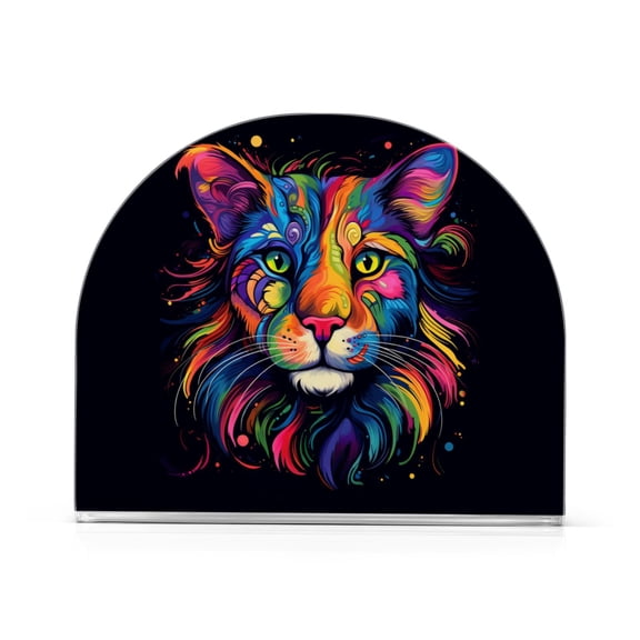 Leopard Cheetah Colorful Napkin Holder for Table Clear Napkin Stand Paper Holder Acrylic Organizer Dispenser Napkins for Dinner Kitchen Restaurant Room