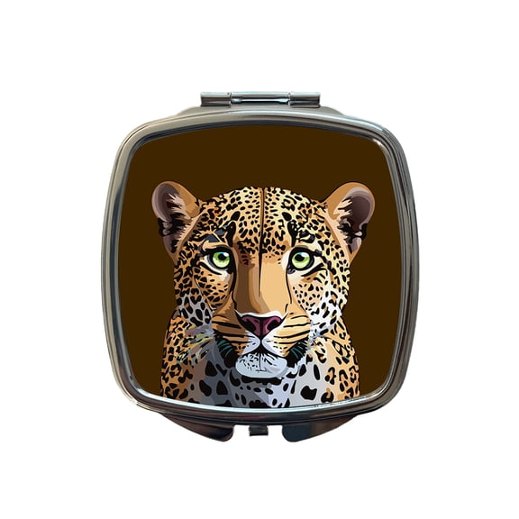 Leopard Cheetah Face Big Cat Travel Makeup Handbag Purse Small Pocket Compact Mirror