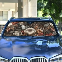 Leopard Cheetah Flowers Automotive Front Car Windshield Sun Shade Reflector Foldable for Front Fit for Cars Truck SUVs