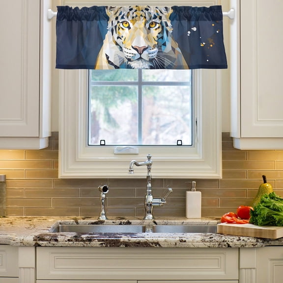 Leopard Cheetah Front Curtain Valances Farmhouse Design Window Treatment Decor Blackout Rod Pocket for Windows Living Room Kitchen 54" x 18"