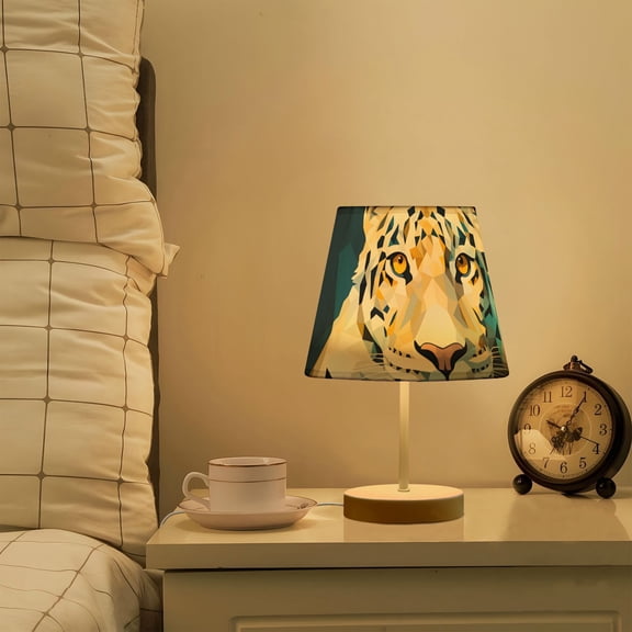 Leopard Cheetah Front LED Desk Lamp Table Lamp USB Bedside Nightstand Small Lamp for Bedroom Living Room Kids Room