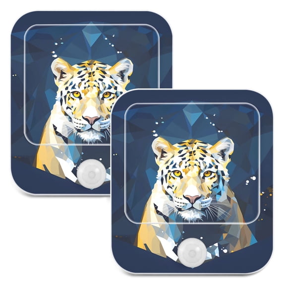 Leopard Cheetah Front Night Lights Plug into Wall LED with Auto Light Sensor Warm Light for Kids Hallway Bedroom Living Room Kitchen Bathroom Set of 2