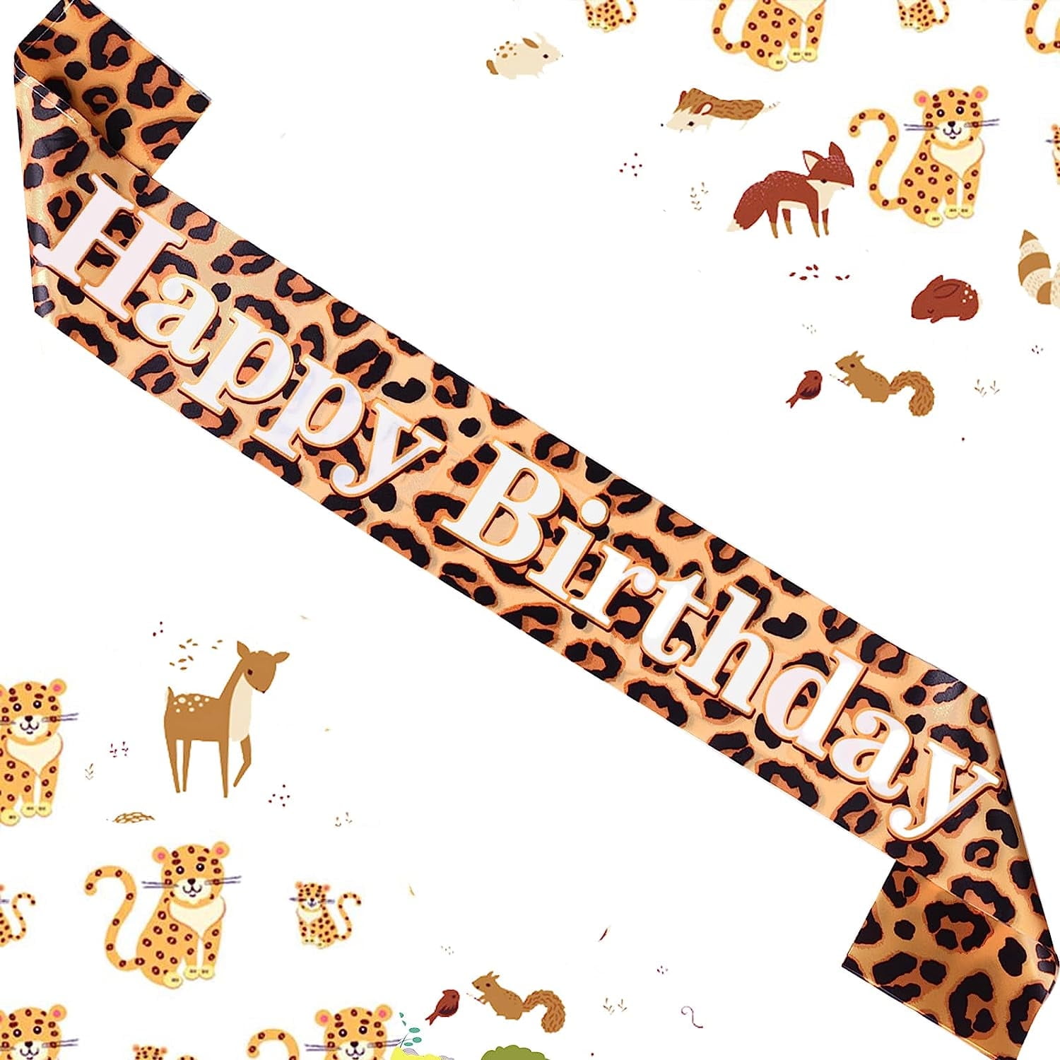 Cheetah And Cherry Birthday Decorations Kit, Leopard Brithday Banner Fringe C - View #5