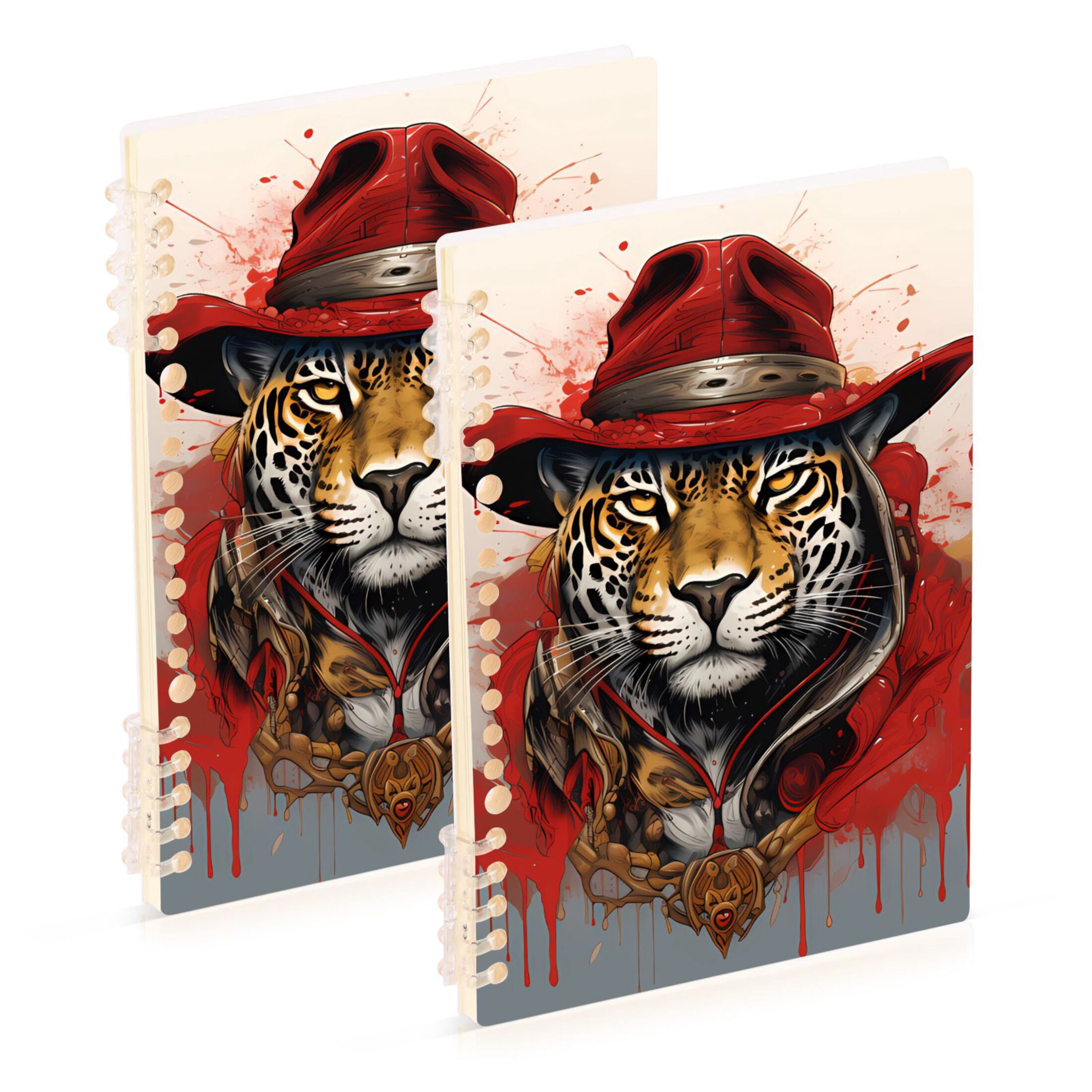 Leopard Cheetah Hat Blood Ring Binder Notebook Journey Note Diary ...
