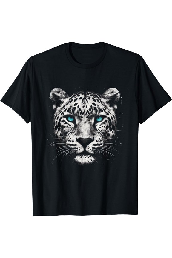 Leopard Cheetah Jaguar Face With Nordic Blue Eyes T-Shirt, Unisex T-Shirt
