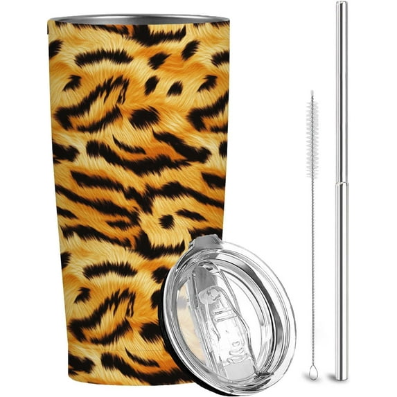 Leopard Cheetah Print 20 oz Tumbler | Insulated Stainless Steel Travel Mug with Lid | Hot & Cold Drink Cup | Christmas or Birthday Gifts for Women