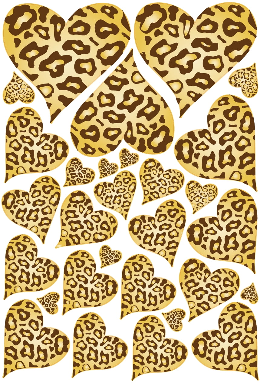 Leopard Cheetah Print Hearts Wall Stickers Decals
