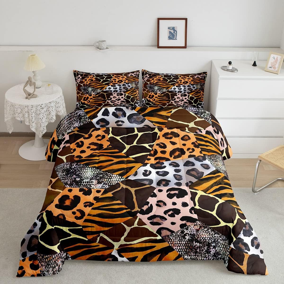 Leopard Cheetah Print King Comforter Set African Safari Animal Bedding