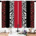 thumbnail image 1 of Leopard Cheetah Print Kitchen Curtains Red Black Splice Wild Animals Printed Bathroom Window Curtains Treatment Drapes Leopard Texture Room Decor Cafe Small Bedroom Short Curtains 27.5x36 Inch, 1 of 6