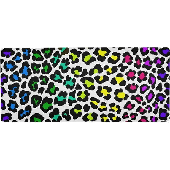 Leopard Cheetah Print Rainbow Color Large Gaming Mouse Pad Big Mousepad Mice Keyboard Mat with Non-Slip Rubber Base for Computer Laptop Home & Office, 31.5 X 15.7 inch