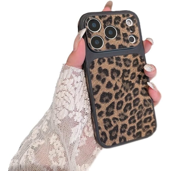 Leopard Cheetah Print Side Back Camera Protect Shockproof Phone Case for iPhone (Brown,iPhone 17 Pro Max)