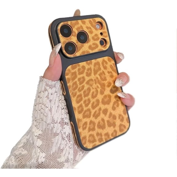 Leopard Cheetah Print Side Back Camera Protect Shockproof Phone Case for iPhone (Orange,iPhone 13)