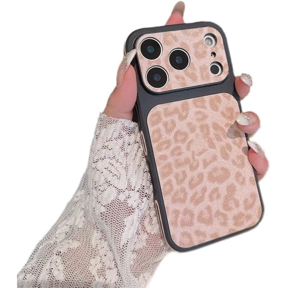 Leopard Cheetah Print Side Back Camera Protect Shockproof Phone Case for iPhone (Pink,iPhone 14)