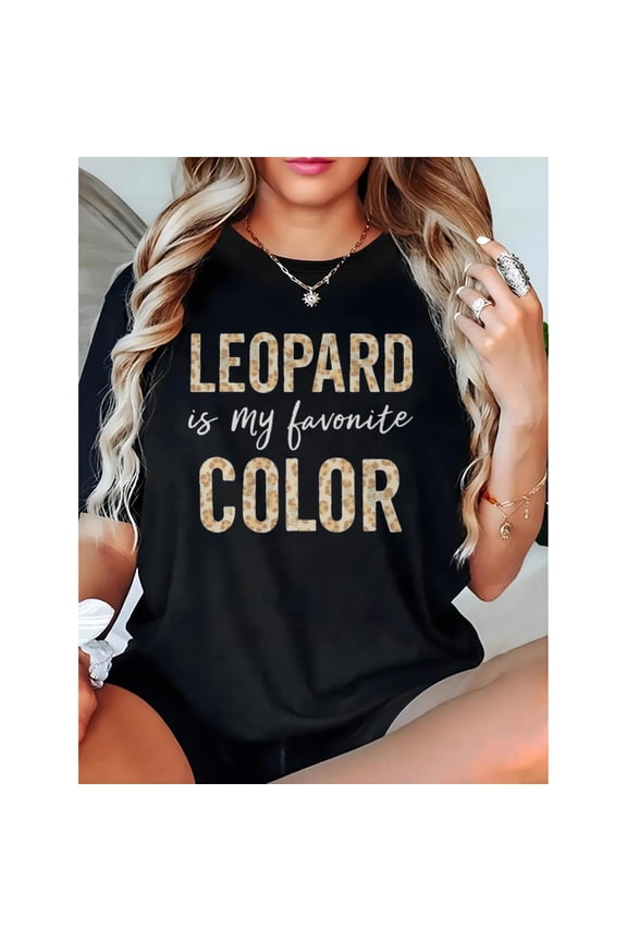 Leopard Cheetah T-Shirt Graphic Tee Animal Top Cotton Summer Fashion Casual Apparel Black S-5XL