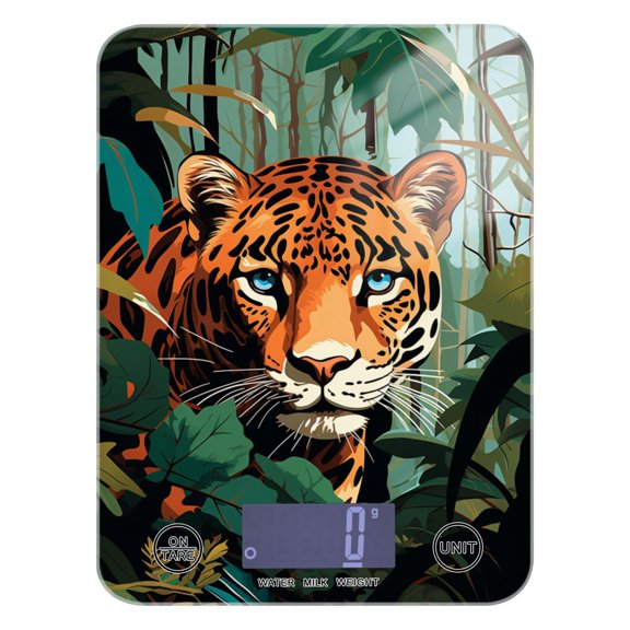 Leopard Cheetah Trees Food Scale Digital Kitchen Scale Waterproof Tempered Glass Tare Function 11 lb for Baking Cooking Meal Prep