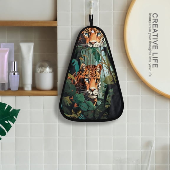 Leopard Cheetah Trees Hanging Towel Kitchen Hand Towel Bathroom Absorbent Towel Machine Washable Quick Dry Dishcloths