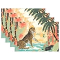 thumbnail image 1 of Leopard Cheetah Trees Lake 12×18 inch Placemats Heat Resistant Washable Foldable Rectangular Placemats Set Decoration Indoor Outdoor for Kitchen Dining Table 4PCs, 1 of 8