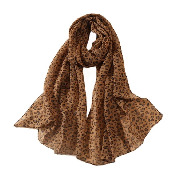Leopard Chiffon Scarf Beach Wrap Shawl,Animal Print Scarf Fashion Elegant Women's Scarves Hijab Shawl X2Q1