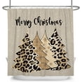 thumbnail image 1 of Leopard Christmas Tree Shower Curtain Winter Pine Tree Snowflake Shower Curtain for Holiday Farmhouse Bathtub Bathroom Decor 72x72 Inch Waterproof Polyester Fabric with Hooks, 1 of 6