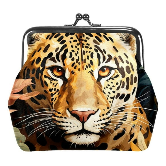 Leopard Coin Purse, Kiss Lock Coin Purse, Large Capacity Coin Pouch, Change Purse Cute Car Coin Holder for Women