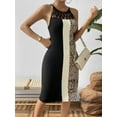 thumbnail image 1 of Leopard Color Block Cutout Sleeveless Knee-Length Dress, 1 of 8
