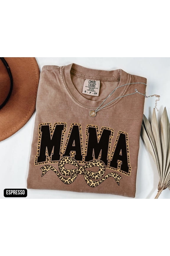 Leopard Coquette Bow Mama Mothers Day Cheetah Print T-Shirt