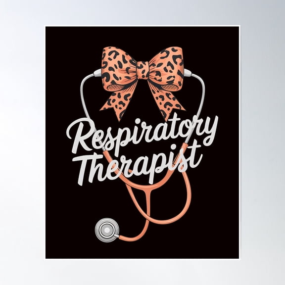 Leopard Coquette Bow Stethoscope Rt Respiratory Therapist Poster Wall Art, Modern Wall Decor, 8x12 UNFRAMED