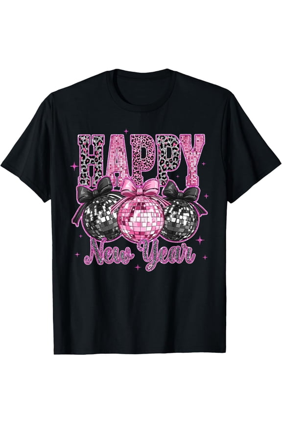 Leopard Coquette Hello 2026 Happy New Year New Year's Eve Womens T-Shirt