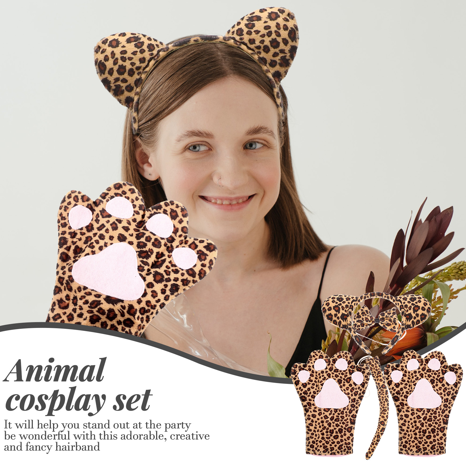 Leopard Costume Set 1 Set Roleplaying Leopard Ear Headband Cosplay